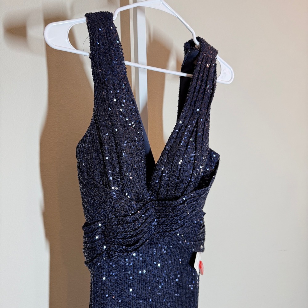 Ieena Mac Duggal Dress 6 Blue Sequin Sleeveless Formal Gown Prom Evening MOB - Picture 13 of 15